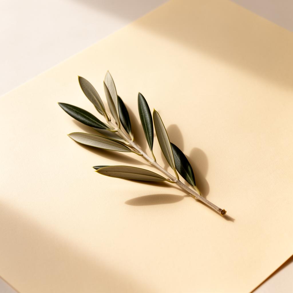 Olive branch on cream paper